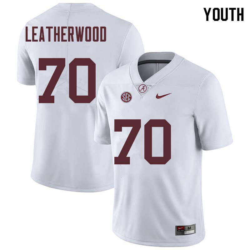 Alabama Crimson Tide Youth Alex Leatherwood #70 White NCAA Nike Authentic Stitched College Football Jersey XS16B75LI